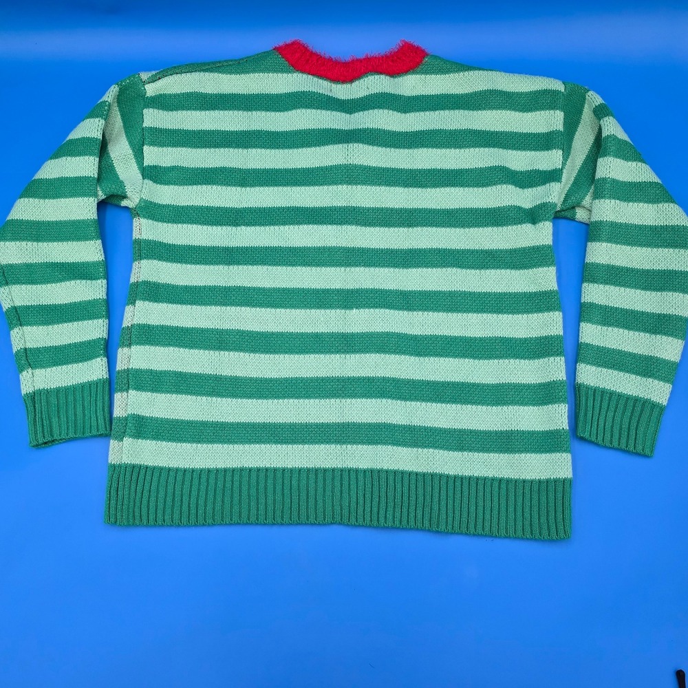 33 Degrees Womens Green‎ Striped Snowman Ugly Christmas Sweater Size S - Picture 2 of 7